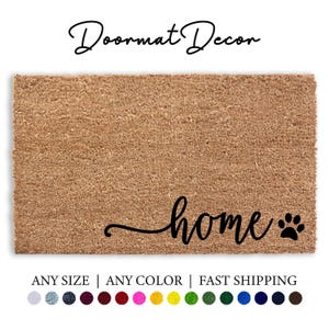 Paw Print Doormat Custom Dog Welcome Mat FLOCKED COIR Outdoor Entryway Gift
