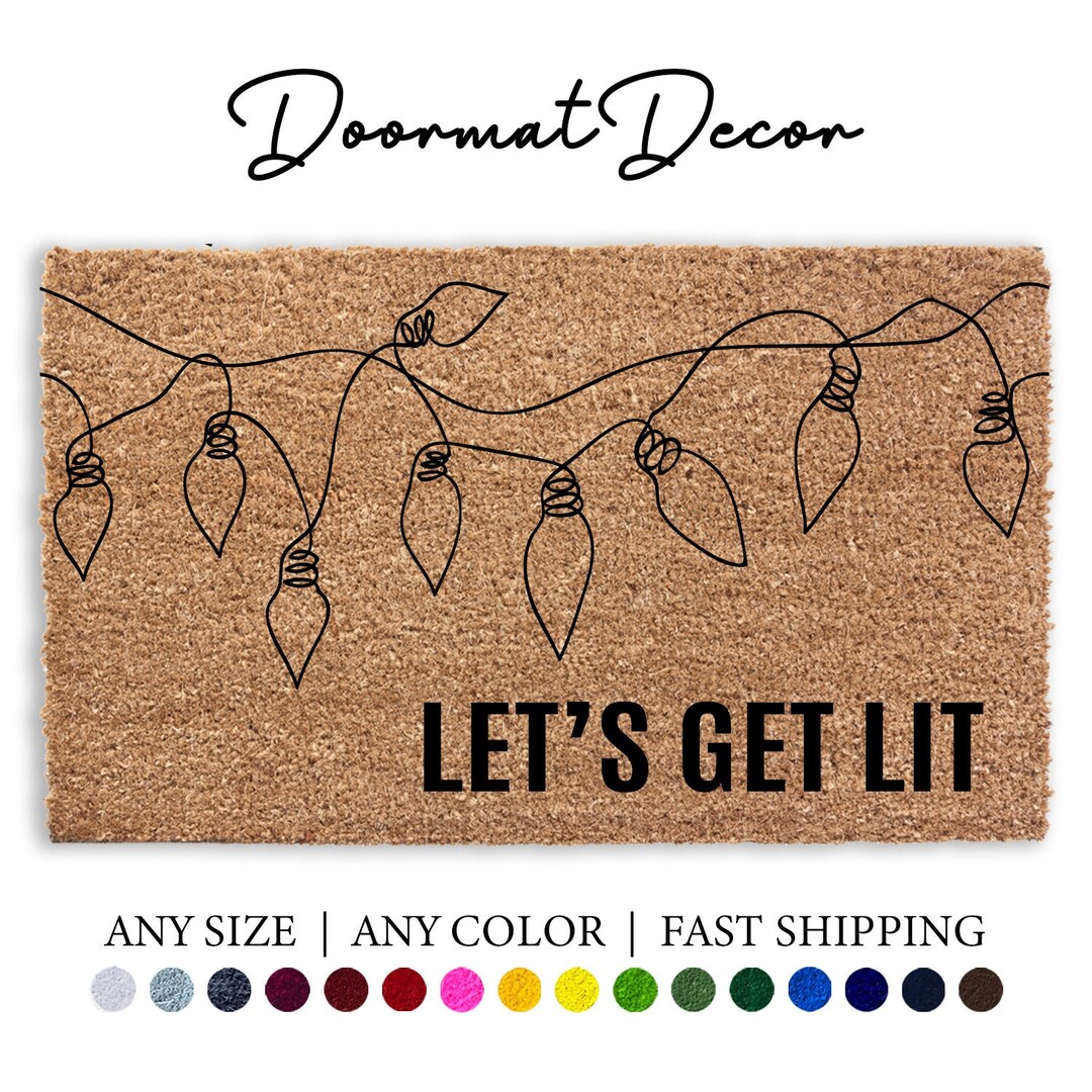 Let's Get Lit Christmas Lights Doormat Funny Christmas Etsy