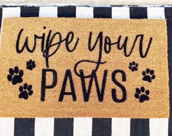 Wipe Your Paws Doormat - Adorable Paw Print Welcome Mat for Pet Lovers