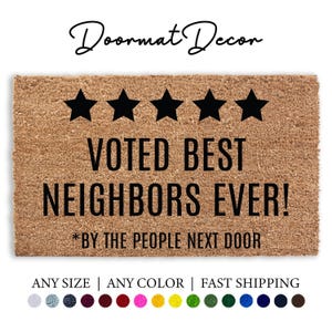 5-Star Review Doormat Voted Best Neighbors Ever Funny Neighbor Gift Coir Welcome Mat