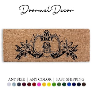Family Crest Doormat - Regal Monogrammed Coir Welcome Mat for Weddings  Home