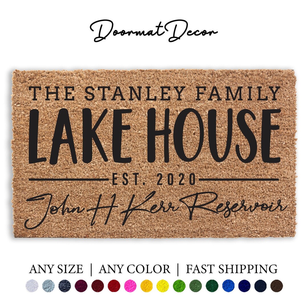Personalized Lake House Doormat, Lake Decor, Outdoor Mat Rug