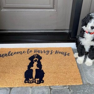 CUSTOM PET SKETCH Doormat  Personalized Dog  Cat Portrait Door Mat Unique Pet Drawing Gift