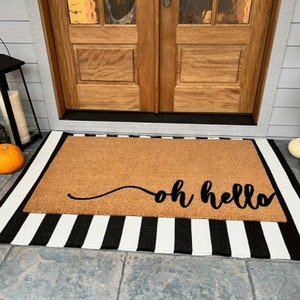 Hello Skinny Doormat Hello Narrow Doormat Small Space Hello Welcome Mat  Farmhouse Decor Rustic Decor Spring Doormat Mini Mat 