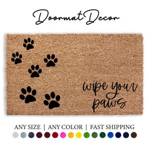 Wipe Your Paws Doormat - Paw Print Outdoor Welcome Mat for Dog  Cat Lovers
