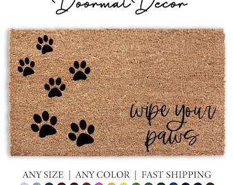 Wipe Your Paws Doormat - Paw Print Outdoor Welcome Mat for Dog  Cat Lovers