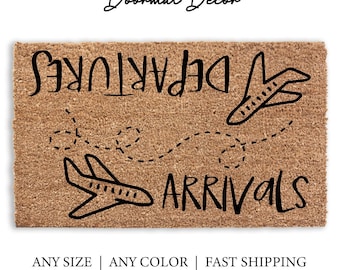 Funny Airplane Doormat  Pilot Welcome Mat for Travel Lovers  Coir Door Mat in Various Sizes