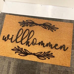 Willkommen Welcome Doormat Flocked Coir Outdoor Mat Custom Housewarming Gift