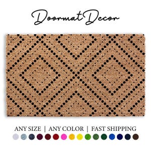 Dotted Diamond Pattern Coir Doormat Personalized Outdoor Entryway Rug Unique Housewarming Gift