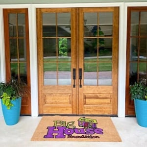 Custom Logo Doormat 36x60 inch Personalized Welcome Mat for Business Flocked Coir Rug Double Door Entry