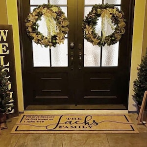 Custom Bible Verse Doormat Knock  The Door Will Be Opened To You Matthew 77 Housewarming Gift Flocked Coir Mat