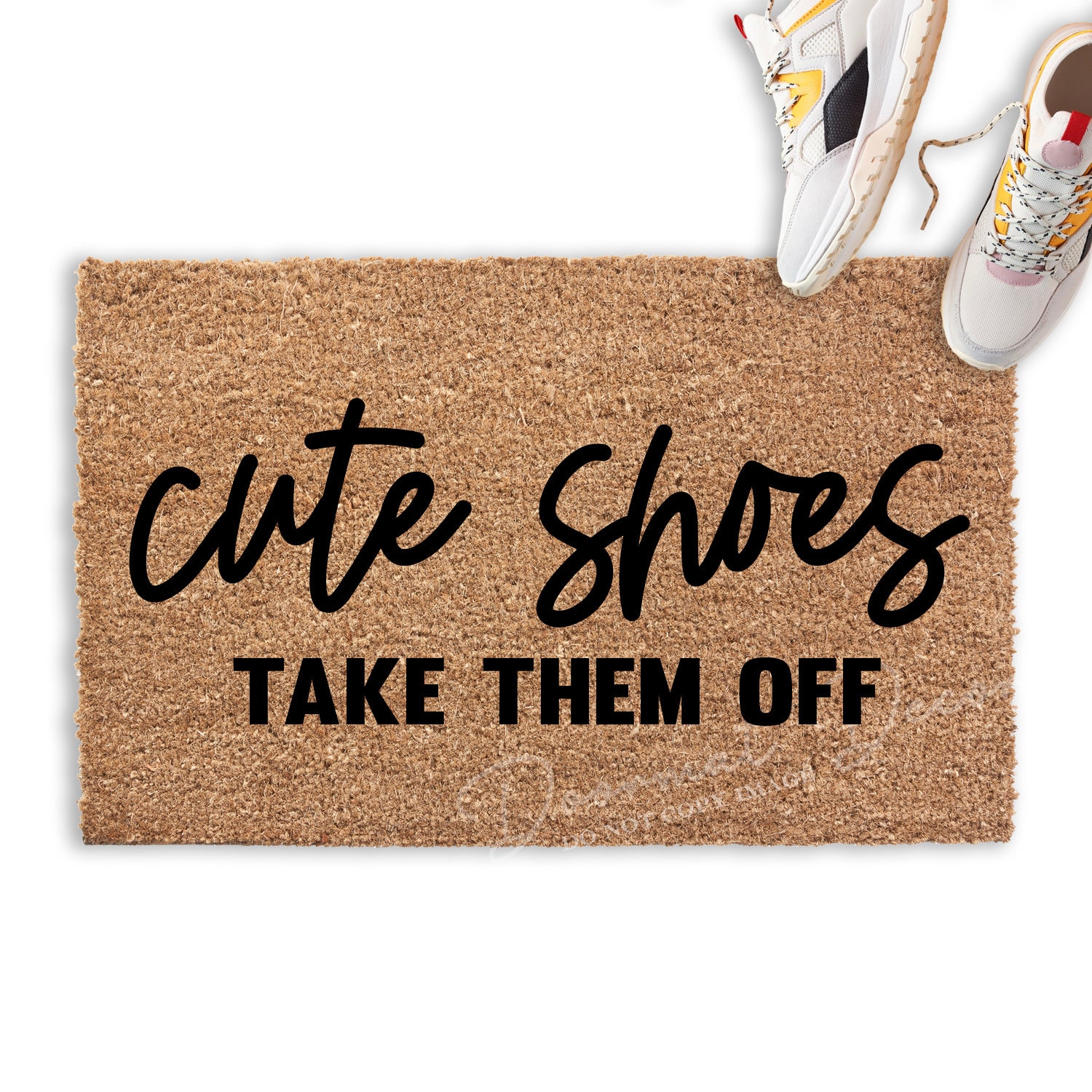 Cute Shoes Take Them Off Flocked Coir Doormat Outdoor Welcome | Etsy