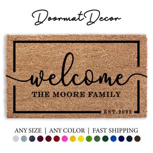 Personalized Coir Doormat Custom Welcome Mat for Engagement or Wedding Gift Outdoor Rug for Double Doors