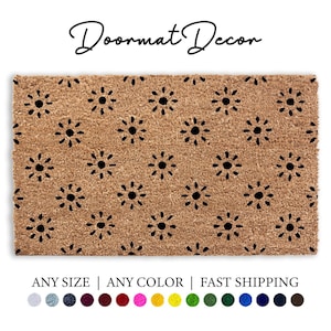 Spring Flower Pattern Coir Doormat  Flocked Outdoor Welcome Mat for Weddings  Clients  Floral Gift Idea