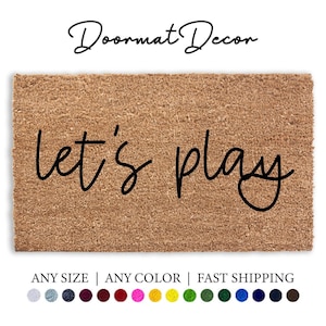 Lets Play Doormat  Kids Game Room Decor Outdoor Welcome Mat  Entryway Gift