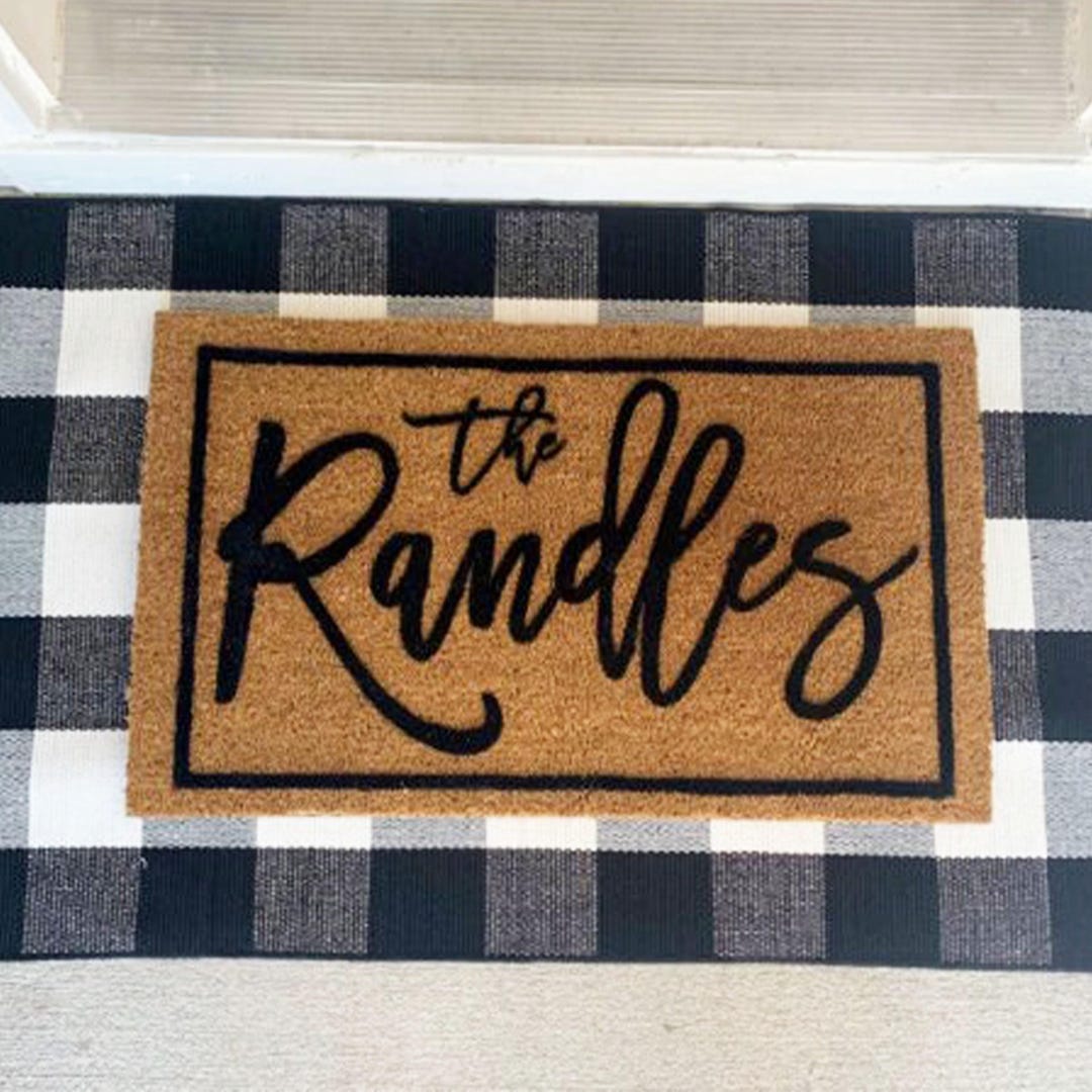 Personalized Coir Welcome Mat Customized Engagement Gift Outdoor Double ...