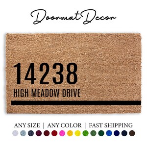 Address Doormat Flocked Coir Outdoor Mat Personalized Welcome Gift for Housewarming image 2
