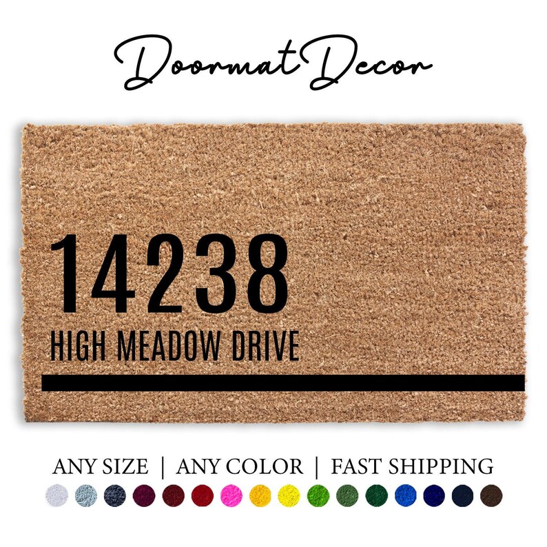 Address Doormat Flocked Coir Outdoor Mat Personalized Welcome Gift for Housewarming image 2