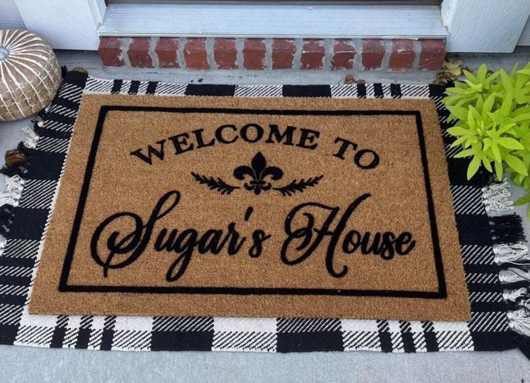Personalized Grandparents House Doormat Fleur De Lis Rug for Grandma ...