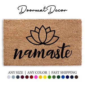 Namaste Lotus Flower Coir Doormat - Personalized Welcome Mat Yoga Mandala Rug Gift