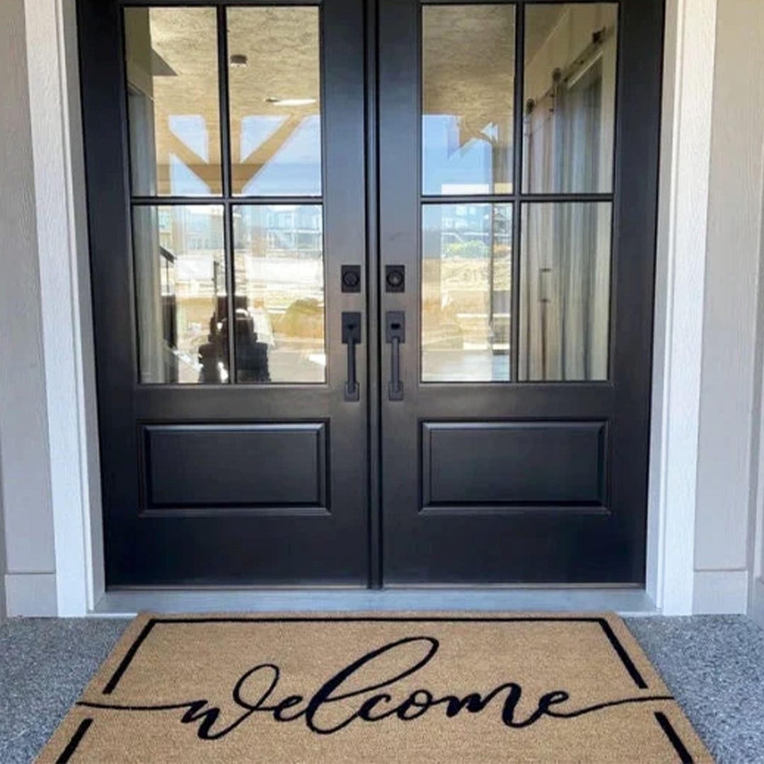 Welcome Doormat Entryway Rug Flocked Coir Custom Door Mat Housewarming Gift