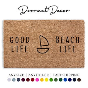 Beach Life Doormat  Sailboat Ocean Welcome Mat  Personalized Beach House Decor