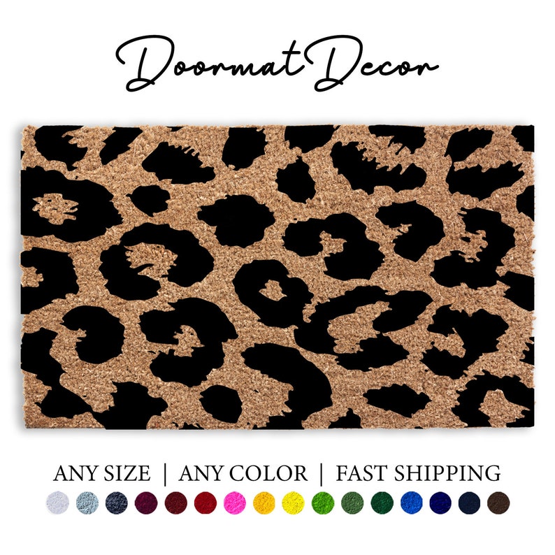 Leopard Print Doormat Flocked Coir Outdoor Door Mat Etsy