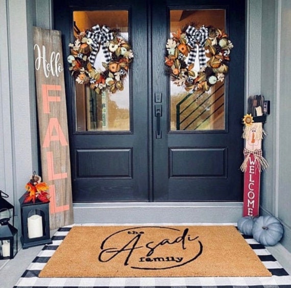 Personalized Name Doormat Flocked Coir Door Mat Welcome Mat 