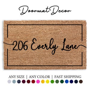 Custom Address Doormat  Flocked Coir Welcome Mat  Personalized Housewarming Gift