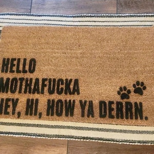 Felpudo con divertidas huellas de patas de perro, felpudo de bienvenida de Hello Mothafucka, regalo único de Lil Wayne