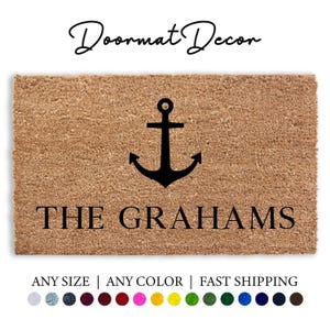 Anchor Doormat  Custom Lake House Welcome Mat  Beach Home Decor