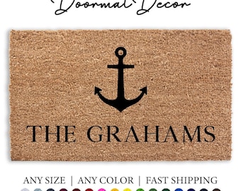 Anchor Doormat  Custom Lake House Welcome Mat  Beach Home Decor