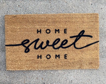 Home Sweet Home Doormat, Flocked Coir Outdoor Welcome Mat, Personalized Door Mat, Custom Personalized Door Mat, Housewarming Client Gift