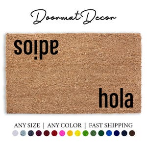 Felpudo de fibra de coco con texto en inglés &quot;Hola Adios&quot;, felpudo de bienvenida para fiestas españolas, regalo personalizado