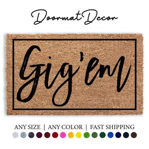 Texas AM University Doormat  Personalized Gigem Aggie Graduation Gift Howdy Tailgate Decor College Station
