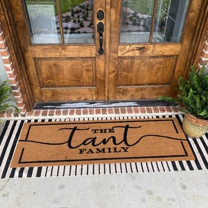 Personalized Name Doormat, Flocked Coir Door Mat, Welcome Mat, Engagement Wedding Gift, Realtor Client Gift, Outdoor Rug, Double Door