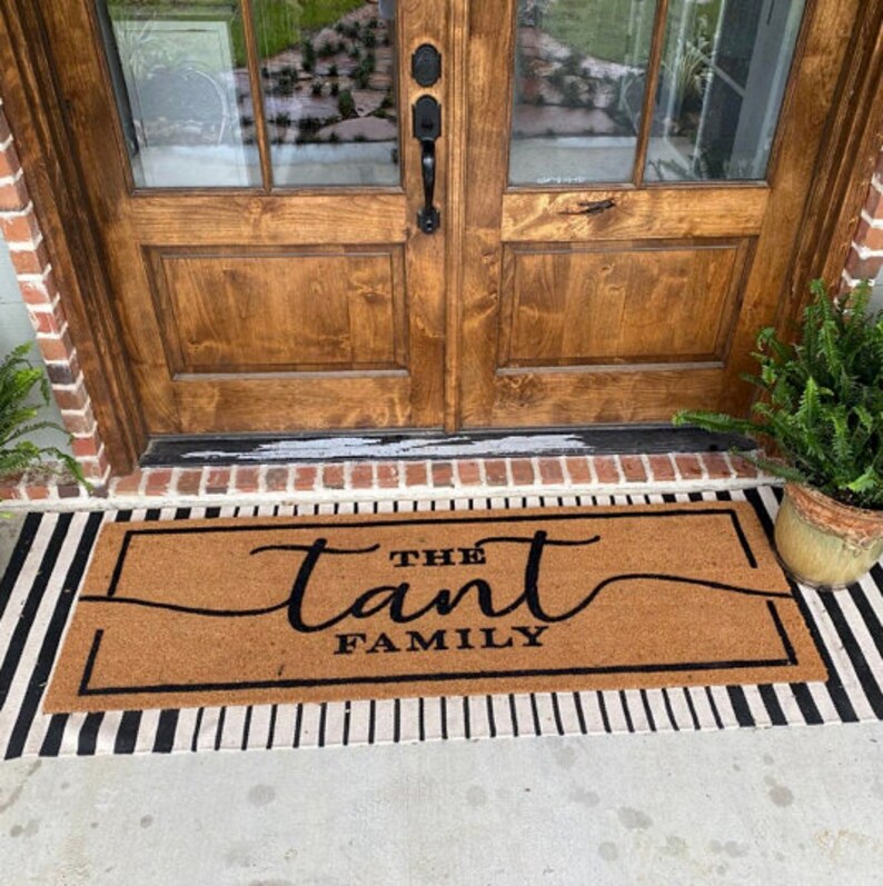 Personalized Name Doormat Flocked Coir Door Mat Mat Etsy