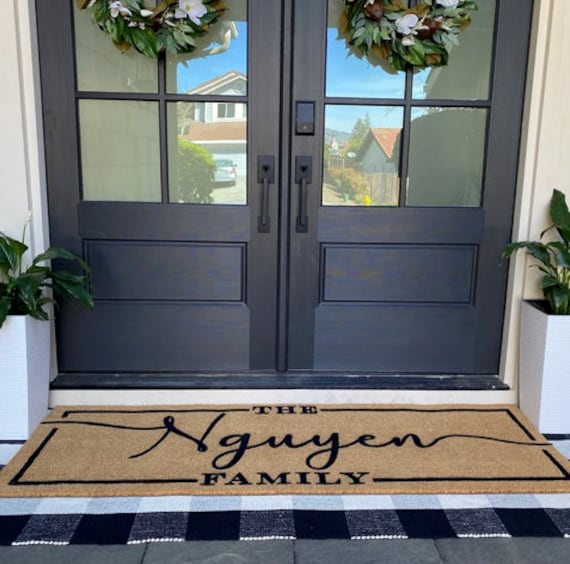 Personalized Name Doormat, Flocked Coir Door Mat, Welcome Mat, Engagement  Wedding Gift, Realtor Client Gift, Outdoor Rug, Double Door 