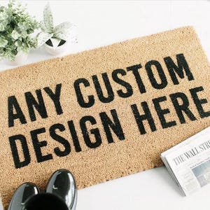 Custom Personalized Doormat  Any Size  Design Welcome Rug for Entryway  Double Door Decor  Logo Sign