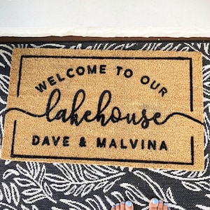 Lake House Doormat Custom Outdoor Welcome Mat for Beach  Lake Home Decor