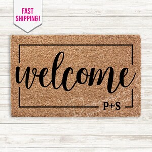 Personalized Initials Doormat Stylish Welcome Mat for Home Perfect Engagement Gift