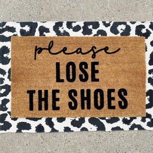 S&#39;il vous plaît perdre les chaussures paillasson en fibre de coco personnalisé tapis de bienvenue extérieur cadeau de pendaison de crémaillère drôle