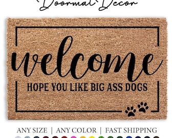 Big Ass Dogs Doormat  Funny Pet Lover Welcome Mat Double Door Size Entryway Decor  Gift