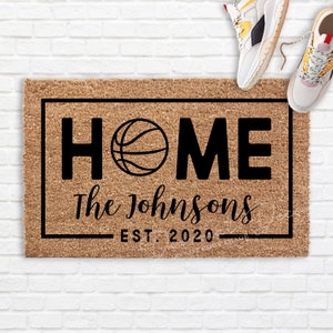 Basketball Doormat  NBA Team Gift  Outdoor Entryway Decor Sports Fan Welcome Mat