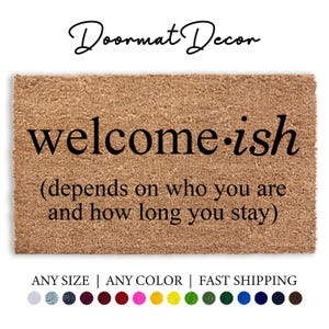Welcome Doormat - Depends On Who You Are Flocked Coir Rug Funny Personalized Home Décor