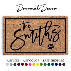 Paw Print Doormat Custom Dog Gift Flocked Coir Welcome Mat