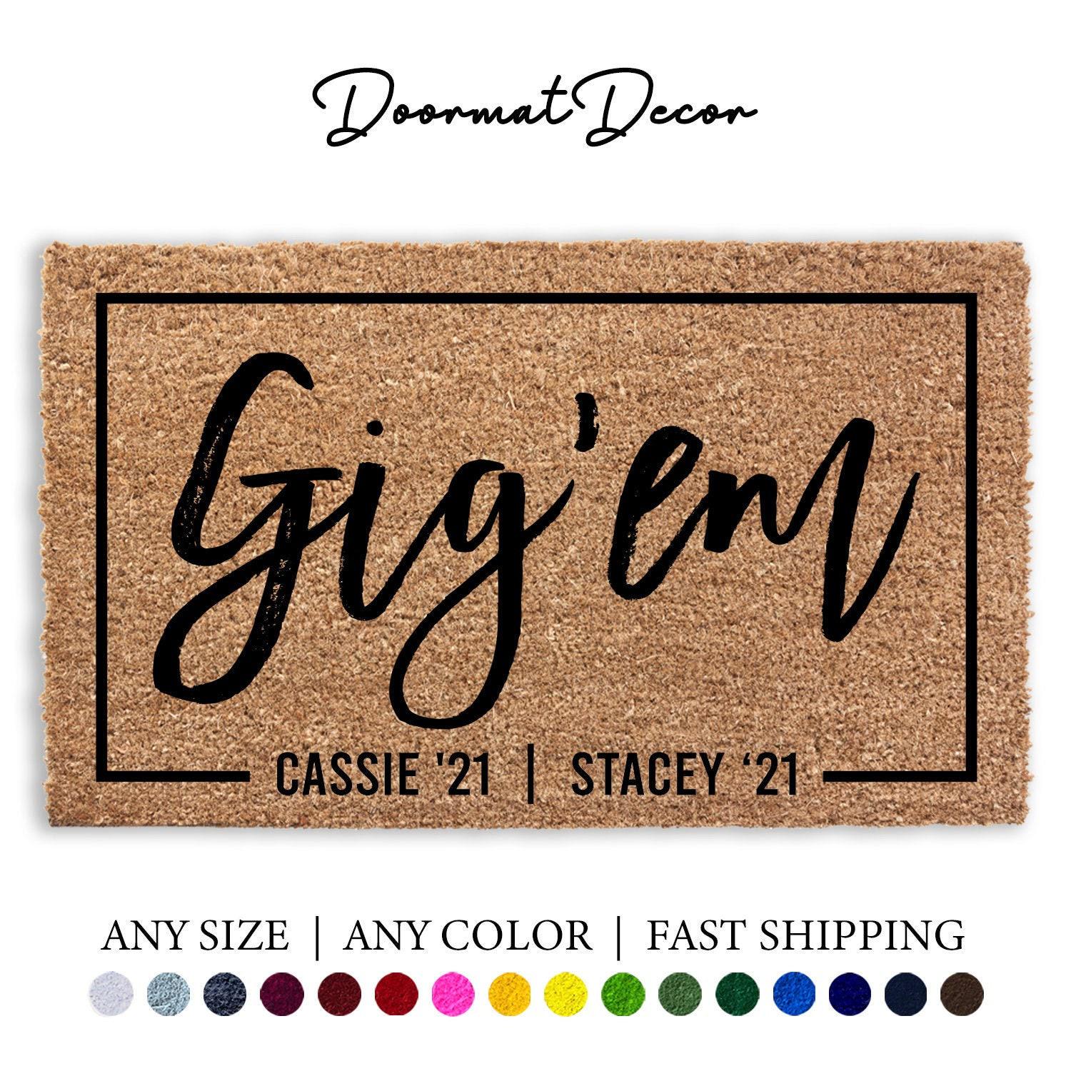 Texas AM University Dorm Doormat Collegiate Graduation Gift Gigem Aggie Tailgate Decor