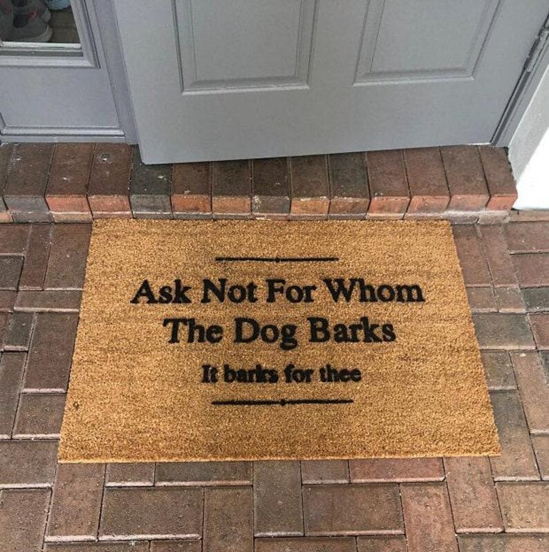 Dog Barks For Thee Doormat Funny Shakespeare Welcome Mat Outdoor Pet Gift image 3