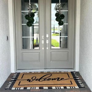 Welcome Doormat Custom Flocked Coir Mat for Housewarming Gift