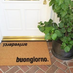 Italian Coir Doormat - Arrivederci Buongiorno Outdoor Welcome Mat Custom Personalized Gift